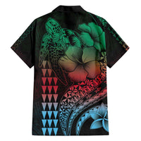 Hawaiian Sea Turtle Hawaiian Shirt Green Hibiscus Flowers and Kakau Pattern LT9 - Polynesian Pride
