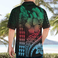 Hawaiian Sea Turtle Hawaiian Shirt Green Hibiscus Flowers and Kakau Pattern LT9 - Polynesian Pride