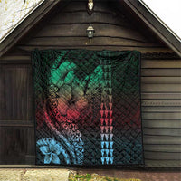 Hawaiian Sea Turtle Quilt Green Hibiscus Flowers and Kakau Pattern LT9 - Polynesian Pride
