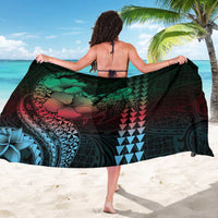 Hawaiian Sea Turtle Sarong Green Hibiscus Flowers and Kakau Pattern LT9 - Polynesian Pride