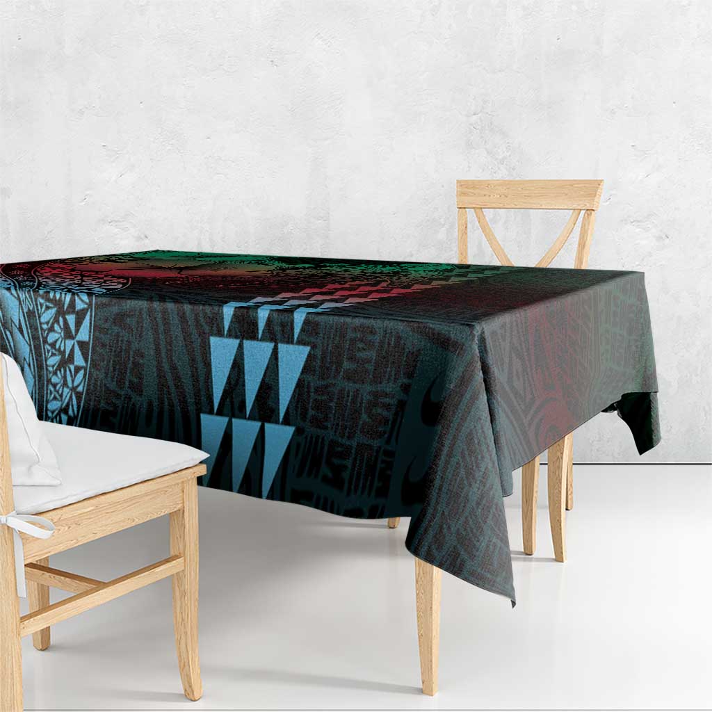 Hawaiian Sea Turtle Tablecloth Green Hibiscus Flowers and Kakau Pattern LT9 - Polynesian Pride