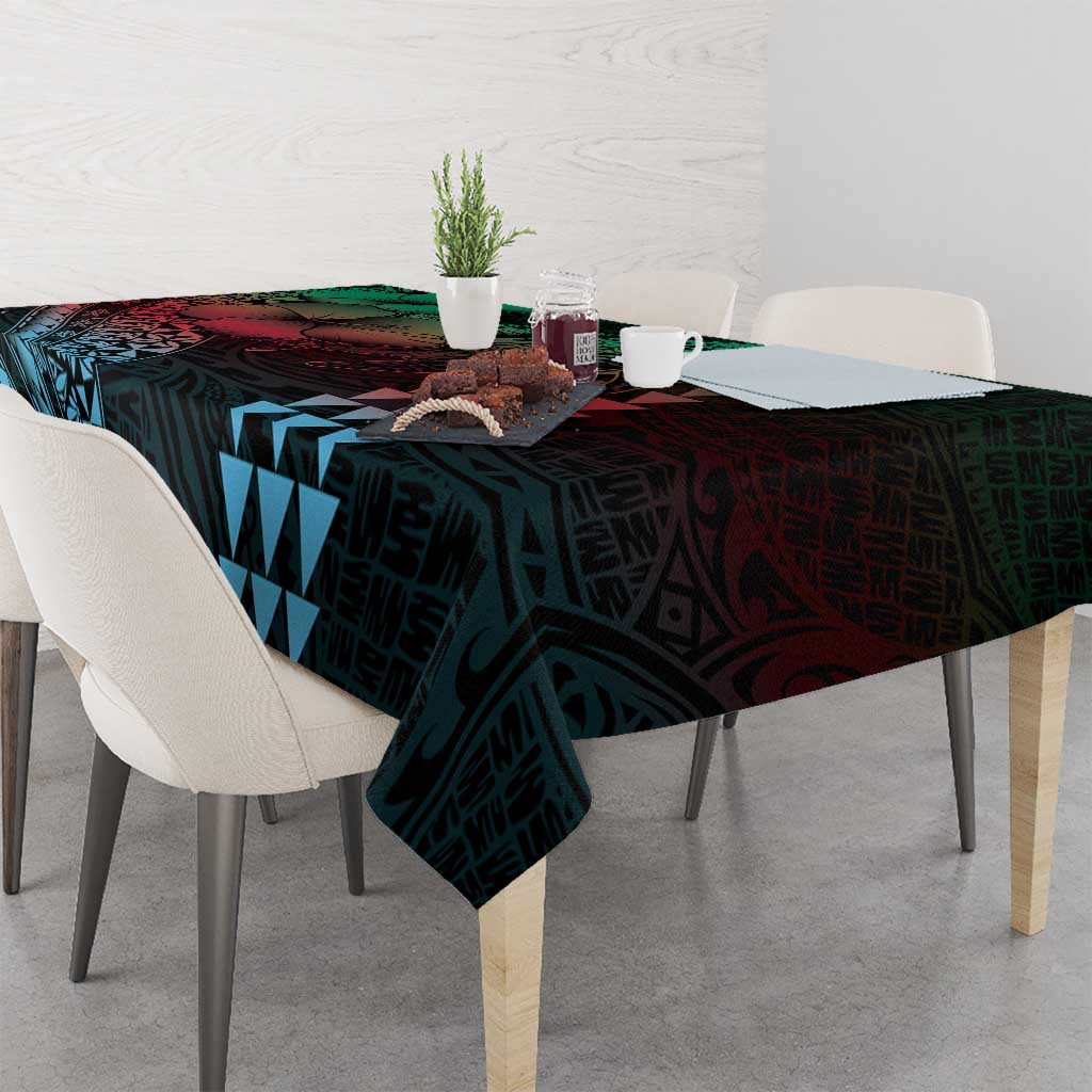 Hawaiian Sea Turtle Tablecloth Green Hibiscus Flowers and Kakau Pattern LT9 - Polynesian Pride