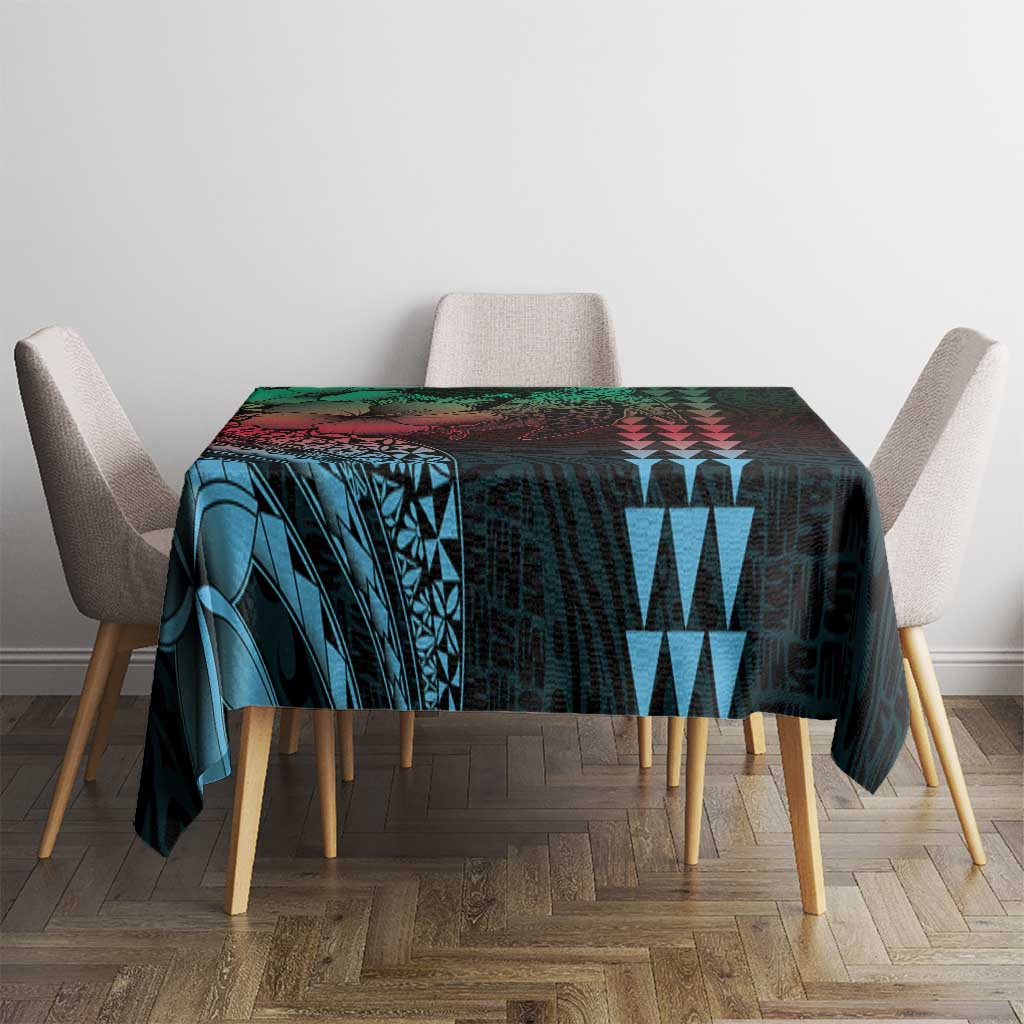 Hawaiian Sea Turtle Tablecloth Green Hibiscus Flowers and Kakau Pattern LT9 - Polynesian Pride