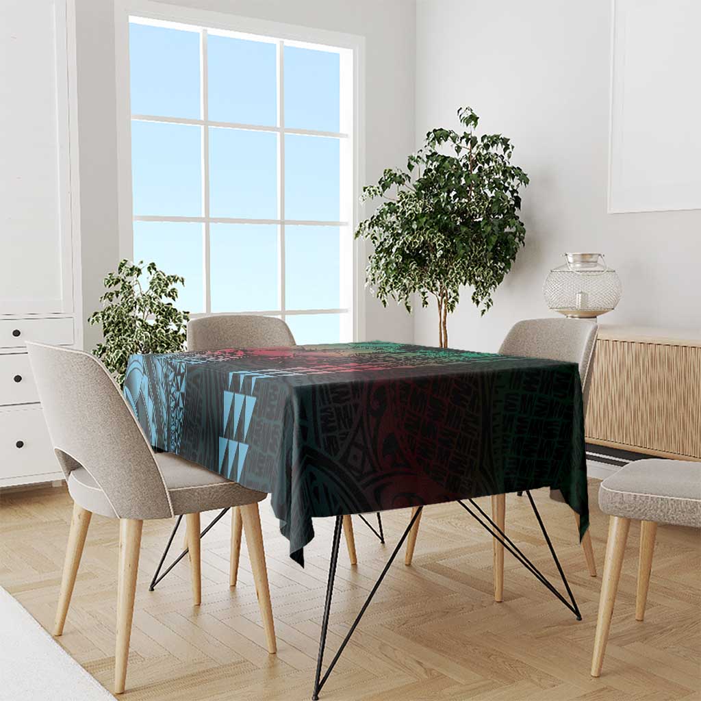 Hawaiian Sea Turtle Tablecloth Green Hibiscus Flowers and Kakau Pattern LT9 - Polynesian Pride