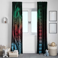 Hawaiian Sea Turtle Window Curtain Green Hibiscus Flowers and Kakau Pattern LT9 - Polynesian Pride