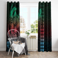 Hawaiian Sea Turtle Window Curtain Green Hibiscus Flowers and Kakau Pattern LT9 - Polynesian Pride