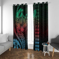 Hawaiian Sea Turtle Window Curtain Green Hibiscus Flowers and Kakau Pattern LT9 With Grommets Green - Polynesian Pride