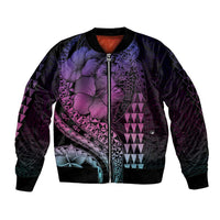 Hawaiian Sea Turtle Bomber Jacket Pink Hibiscus Flowers and Kakau Pattern LT9 Unisex Pink - Polynesian Pride