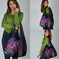 Hawaiian Sea Turtle Grocery Bag Pink Hibiscus Flowers and Kakau Pattern LT9 - Polynesian Pride