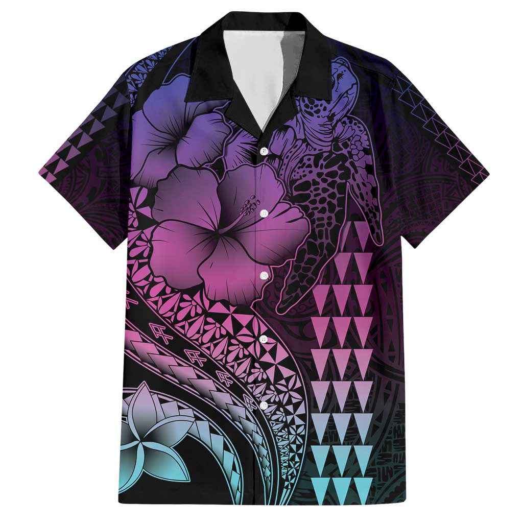 Hawaiian Sea Turtle Hawaiian Shirt Pink Hibiscus Flowers and Kakau Pattern LT9 Pink - Polynesian Pride