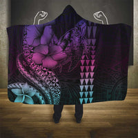 Hawaiian Sea Turtle Hooded Blanket Pink Hibiscus Flowers and Kakau Pattern LT9 - Polynesian Pride