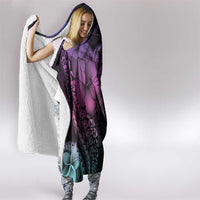 Hawaiian Sea Turtle Hooded Blanket Pink Hibiscus Flowers and Kakau Pattern LT9 - Polynesian Pride