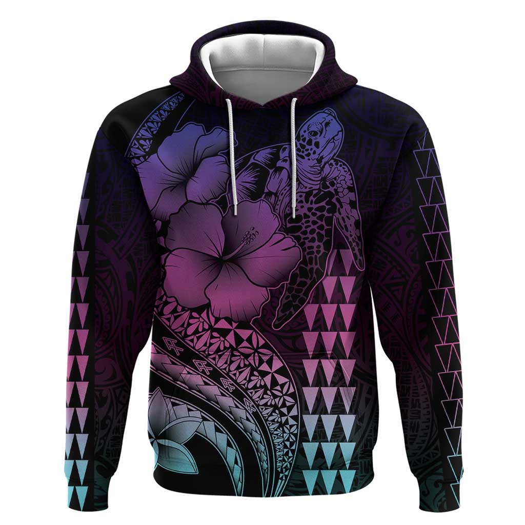 Hawaiian Sea Turtle Hoodie Pink Hibiscus Flowers and Kakau Pattern LT9 Pullover Hoodie Pink - Polynesian Pride