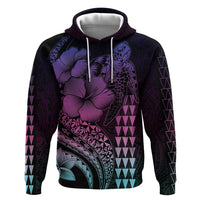 Hawaiian Sea Turtle Hoodie Pink Hibiscus Flowers and Kakau Pattern LT9 Pullover Hoodie Pink - Polynesian Pride