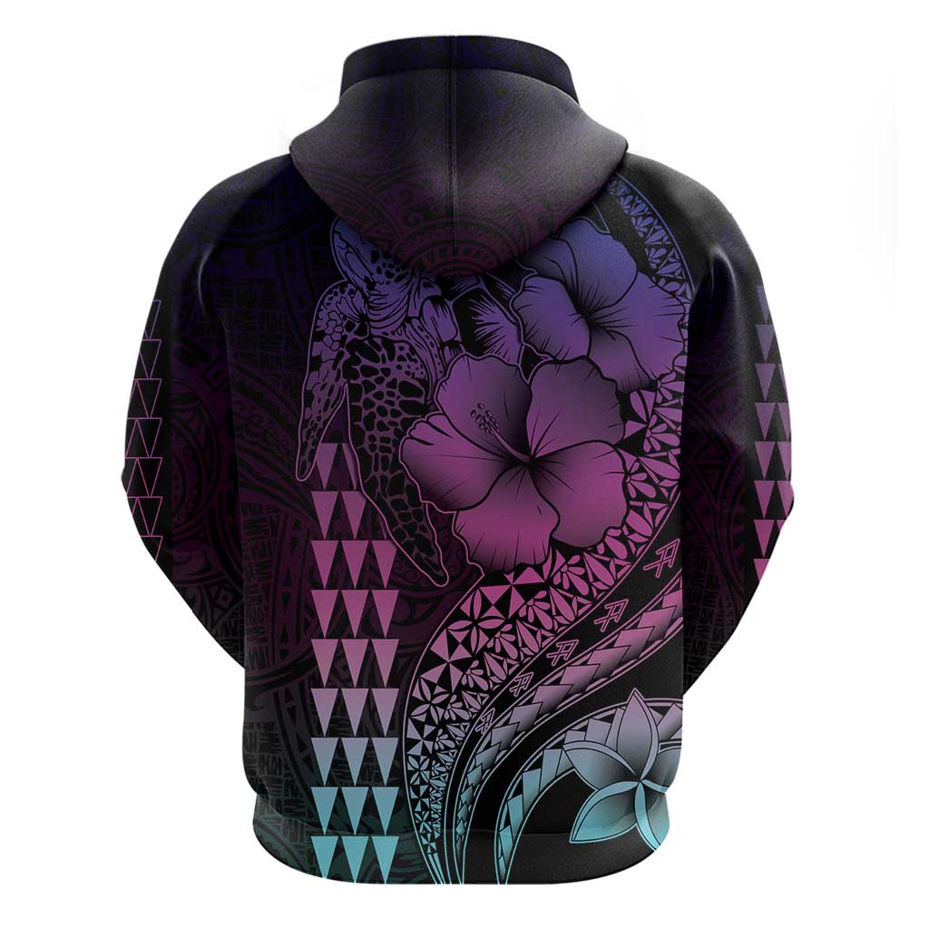 Hawaiian Sea Turtle Hoodie Pink Hibiscus Flowers and Kakau Pattern LT9 - Polynesian Pride