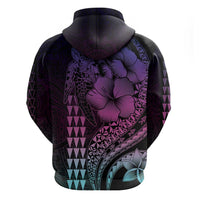 Hawaiian Sea Turtle Hoodie Pink Hibiscus Flowers and Kakau Pattern LT9 - Polynesian Pride