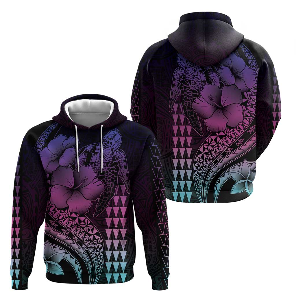 Hawaiian Sea Turtle Hoodie Pink Hibiscus Flowers and Kakau Pattern LT9 - Polynesian Pride