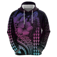 Hawaiian Sea Turtle Hoodie Pink Hibiscus Flowers and Kakau Pattern LT9 - Polynesian Pride