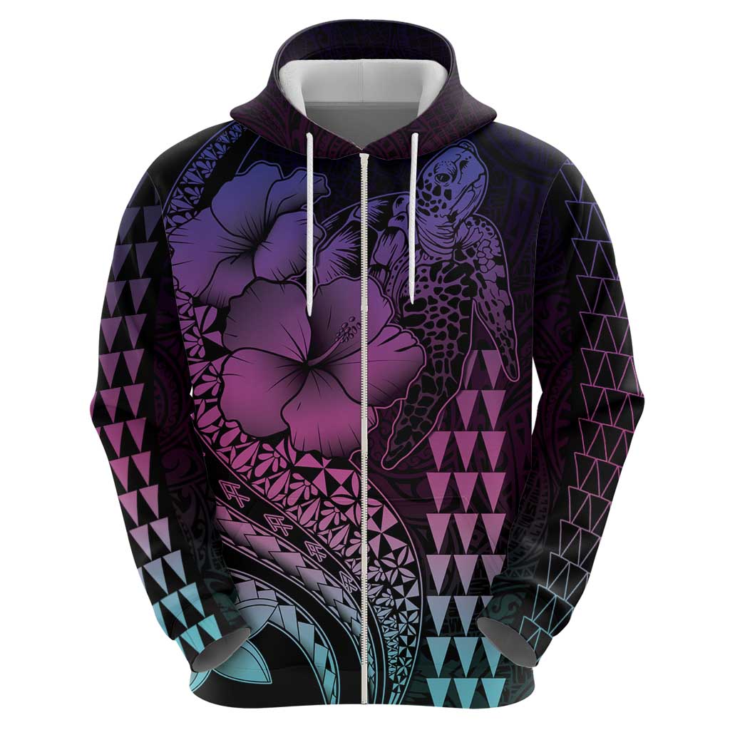 Hawaiian Sea Turtle Hoodie Pink Hibiscus Flowers and Kakau Pattern LT9 - Polynesian Pride