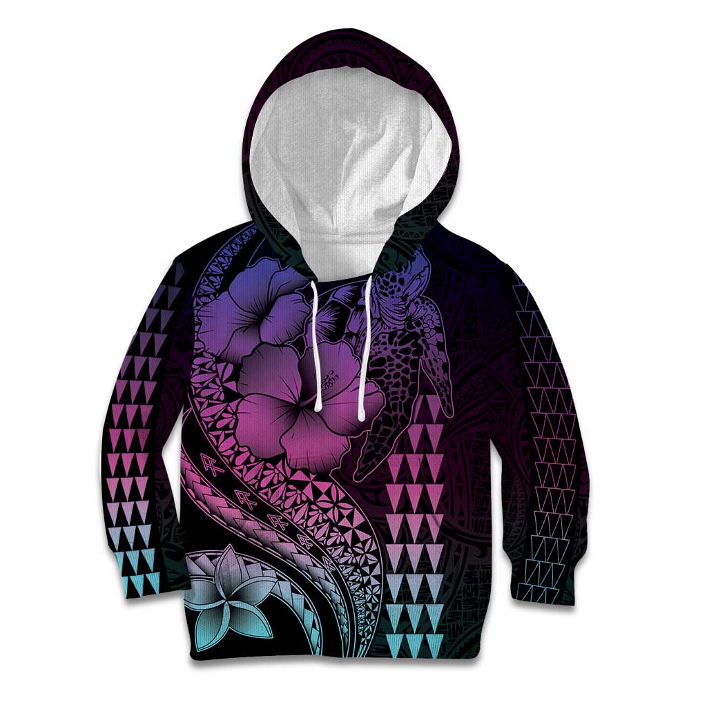 Hawaiian Sea Turtle Kid Hoodie Pink Hibiscus Flowers and Kakau Pattern LT9 Hoodie Pink - Polynesian Pride