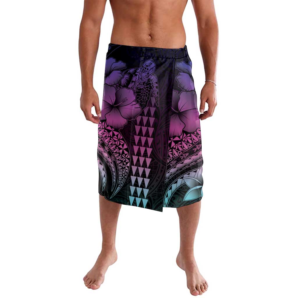 Hawaiian Sea Turtle Lavalava Pink Hibiscus Flowers and Kakau Pattern LT9 Pink - Polynesian Pride