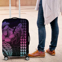 Hawaiian Sea Turtle Luggage Cover Pink Hibiscus Flowers and Kakau Pattern LT9 Pink - Polynesian Pride