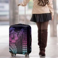 Hawaiian Sea Turtle Luggage Cover Pink Hibiscus Flowers and Kakau Pattern LT9 - Polynesian Pride