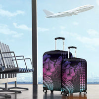 Hawaiian Sea Turtle Luggage Cover Pink Hibiscus Flowers and Kakau Pattern LT9 - Polynesian Pride