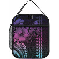 Hawaiian Sea Turtle Lunch Bag Pink Hibiscus Flowers and Kakau Pattern LT9 10.2 × 8.3 × 4.3 inch Pink - Polynesian Pride