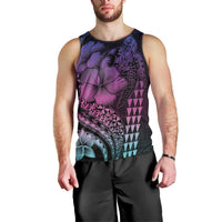 Hawaiian Sea Turtle Men Tank Top Pink Hibiscus Flowers and Kakau Pattern LT9 - Polynesian Pride