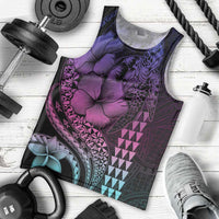 Hawaiian Sea Turtle Men Tank Top Pink Hibiscus Flowers and Kakau Pattern LT9 - Polynesian Pride