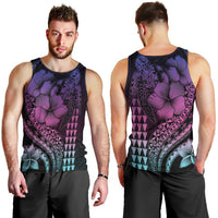 Hawaiian Sea Turtle Men Tank Top Pink Hibiscus Flowers and Kakau Pattern LT9 - Polynesian Pride