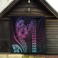 Hawaiian Sea Turtle Quilt Pink Hibiscus Flowers and Kakau Pattern LT9 - Polynesian Pride