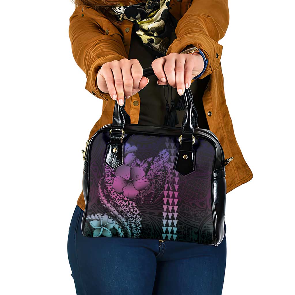 Hawaiian Sea Turtle Shoulder Handbag Pink Hibiscus Flowers and Kakau Pattern LT9 One Size Pink - Polynesian Pride