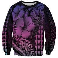 Hawaiian Sea Turtle Sweatshirt Pink Hibiscus Flowers and Kakau Pattern LT9 Unisex Pink - Polynesian Pride
