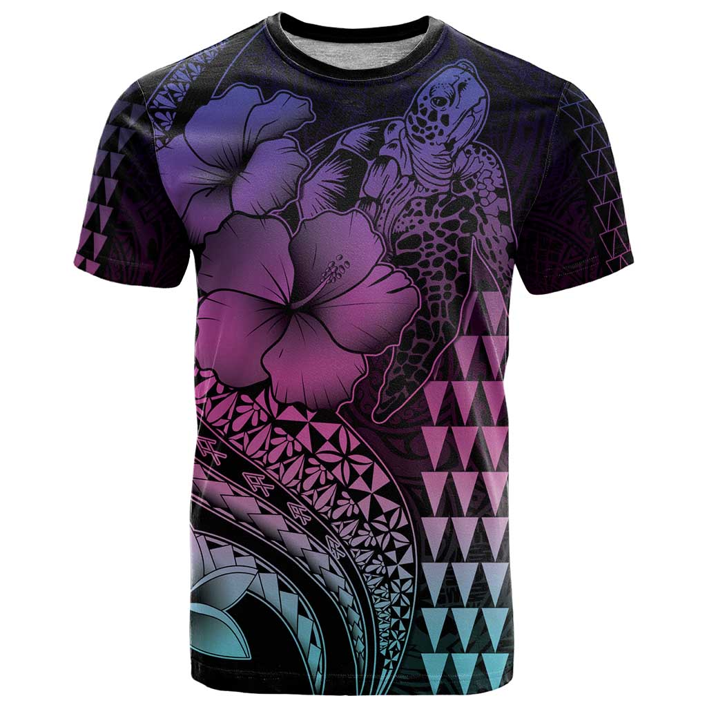 Hawaiian Sea Turtle T Shirt Pink Hibiscus Flowers and Kakau Pattern LT9 Pink - Polynesian Pride
