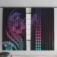 Hawaiian Sea Turtle Window Curtain Pink Hibiscus Flowers and Kakau Pattern LT9 With Hooks Pink - Polynesian Pride