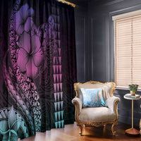 Hawaiian Sea Turtle Window Curtain Pink Hibiscus Flowers and Kakau Pattern LT9 - Polynesian Pride