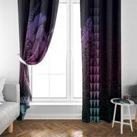Hawaiian Sea Turtle Window Curtain Pink Hibiscus Flowers and Kakau Pattern LT9 - Polynesian Pride