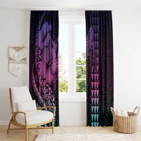 Hawaiian Sea Turtle Window Curtain Pink Hibiscus Flowers and Kakau Pattern LT9 - Polynesian Pride
