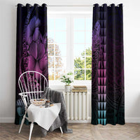 Hawaiian Sea Turtle Window Curtain Pink Hibiscus Flowers and Kakau Pattern LT9 - Polynesian Pride