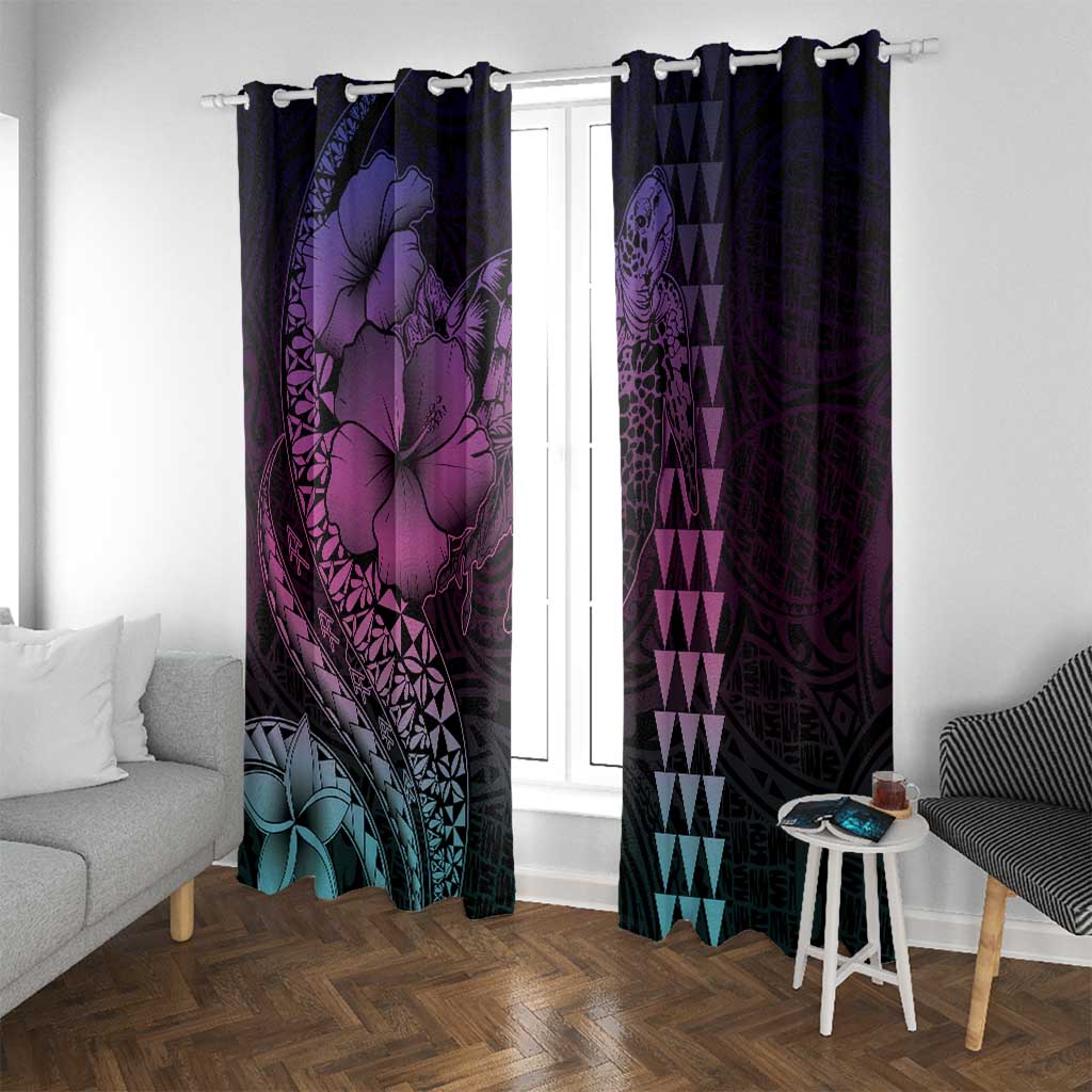 Hawaiian Sea Turtle Window Curtain Pink Hibiscus Flowers and Kakau Pattern LT9 With Grommets Pink - Polynesian Pride