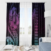 Hawaiian Sea Turtle Window Curtain Pink Hibiscus Flowers and Kakau Pattern LT9 - Polynesian Pride