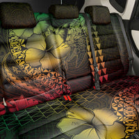 Hawaiian Sea Turtle Back Car Seat Cover Reggae Hibiscus Flowers and Kakau Pattern LT9 - Polynesian Pride