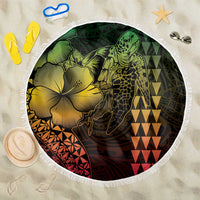 Hawaiian Sea Turtle Beach Blanket Reggae Hibiscus Flowers and Kakau Pattern LT9 One Size 150cm Reggae - Polynesian Pride