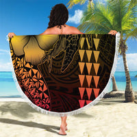 Hawaiian Sea Turtle Beach Blanket Reggae Hibiscus Flowers and Kakau Pattern LT9 - Polynesian Pride