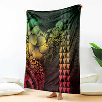 Hawaiian Sea Turtle Blanket Reggae Hibiscus Flowers and Kakau Pattern LT9 - Polynesian Pride