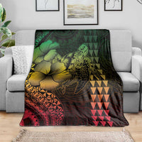 Hawaiian Sea Turtle Blanket Reggae Hibiscus Flowers and Kakau Pattern LT9 - Polynesian Pride