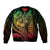 Hawaiian Sea Turtle Bomber Jacket Reggae Hibiscus Flowers and Kakau Pattern