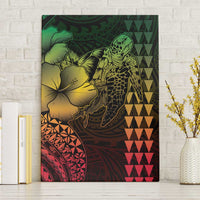 Hawaiian Sea Turtle Canvas Wall Art Reggae Hibiscus Flowers and Kakau Pattern LT9 Without Frame Reggae - Polynesian Pride
